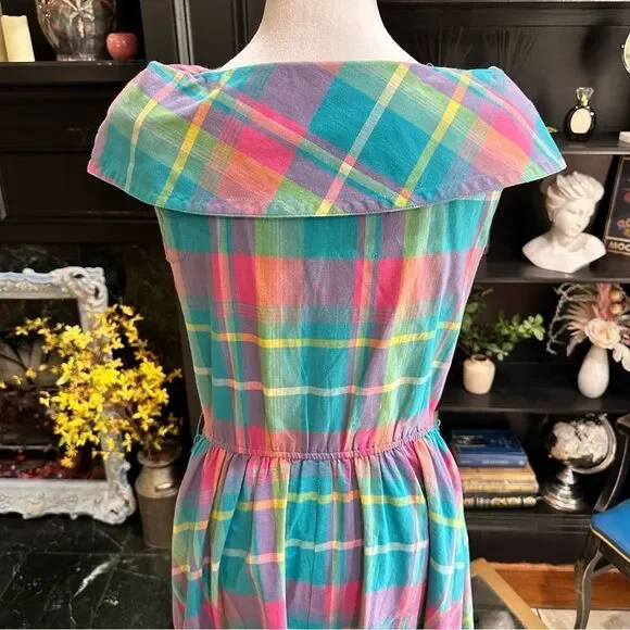 Joan Leslie Pastel Plaid Vintage 50's Dress Size 4